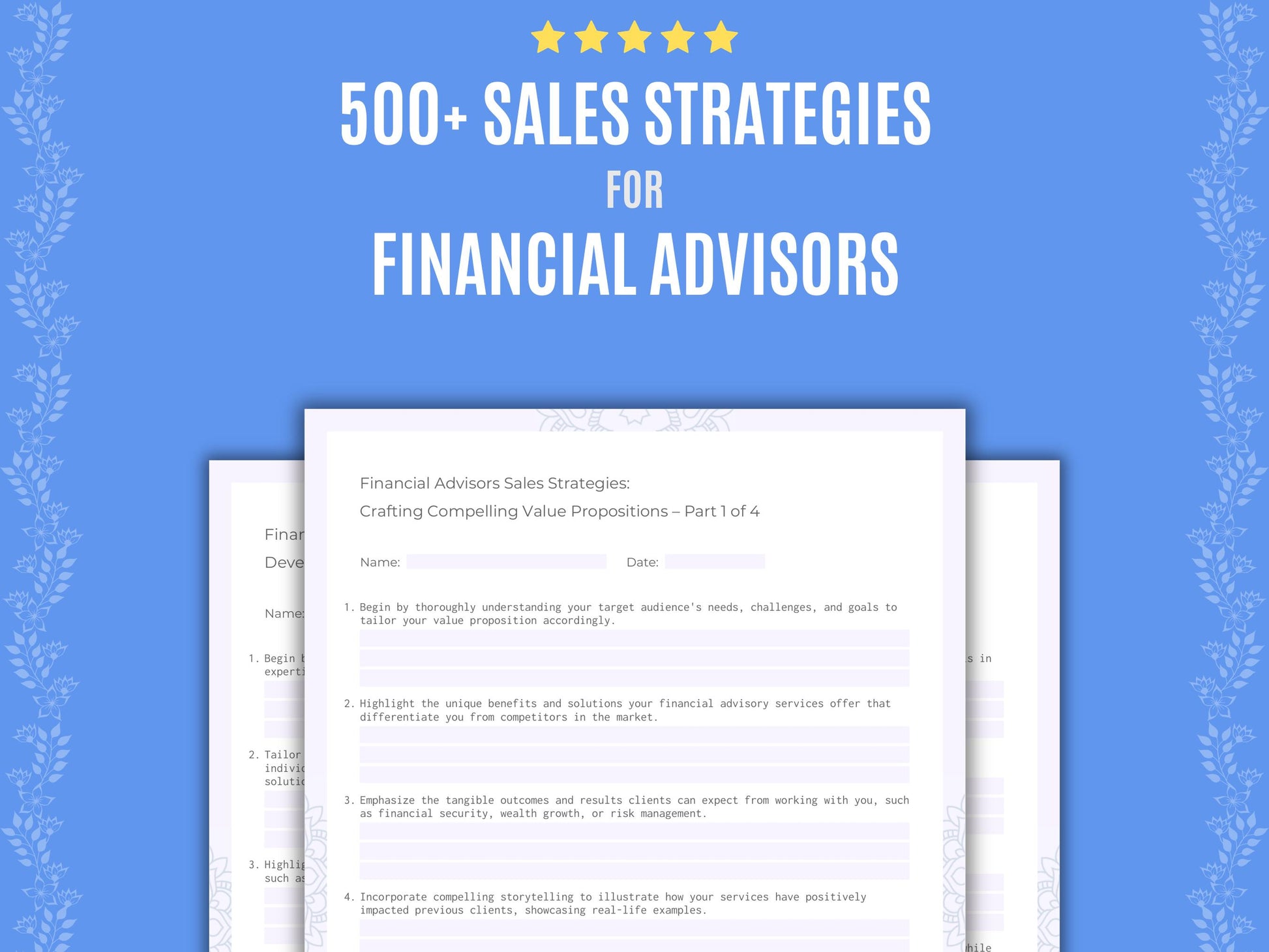 Financial Advisors Sales Strategies Worksheets
