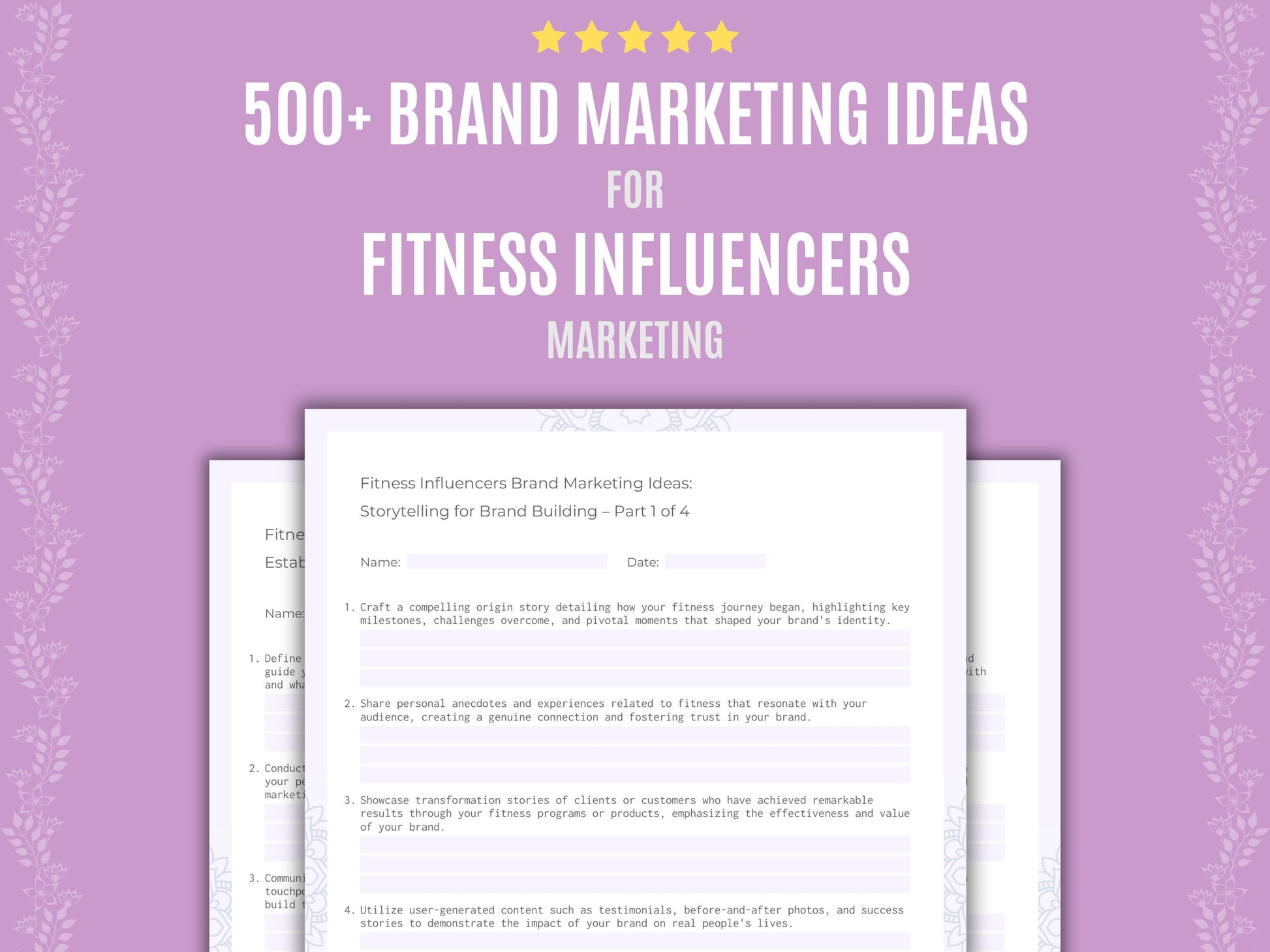 Fitness Influencers Brand Marketing Ideas Workbook