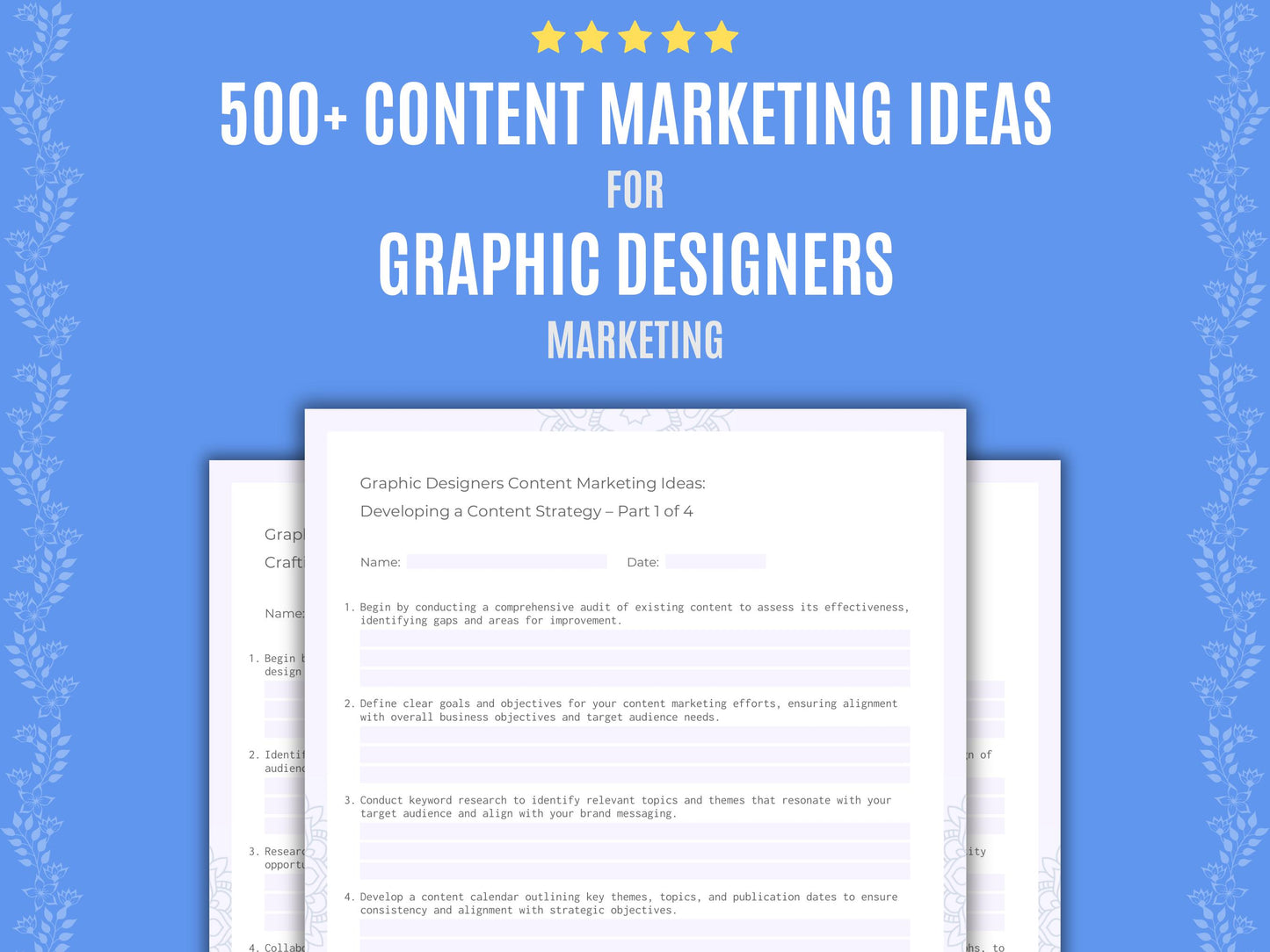 Graphic Designers Content Marketing Ideas Worksheets