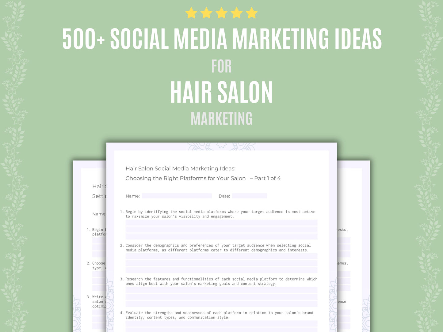 Hair Salon Social Media Marketing Ideas Workbook