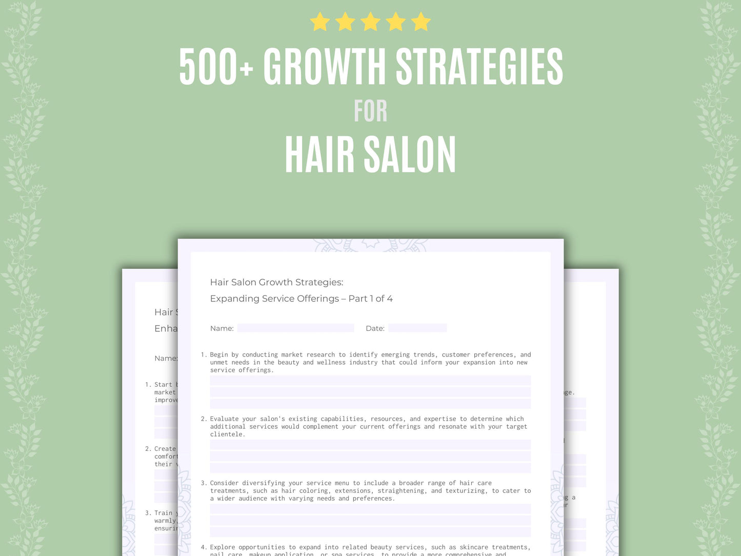 Hair Salon Business Worksheets