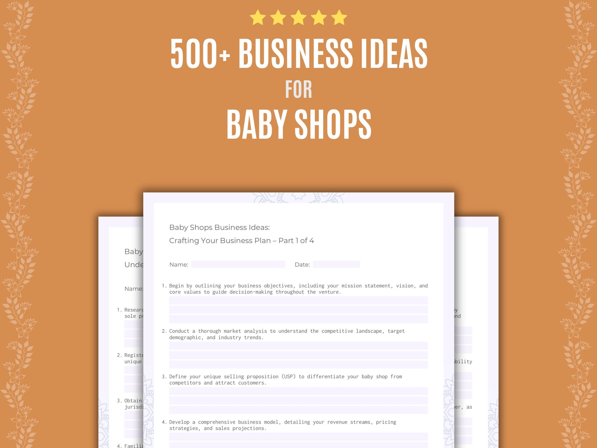 Baby Shops Business Worksheets