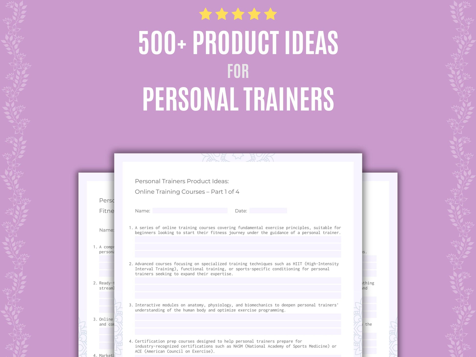 Personal Trainers Product Ideas Resource