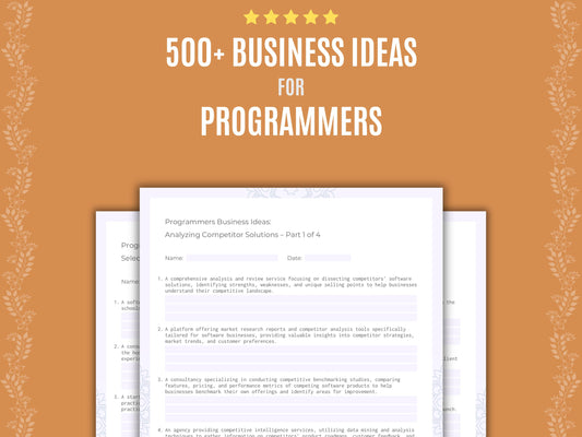 Programmers Business Ideas Worksheets