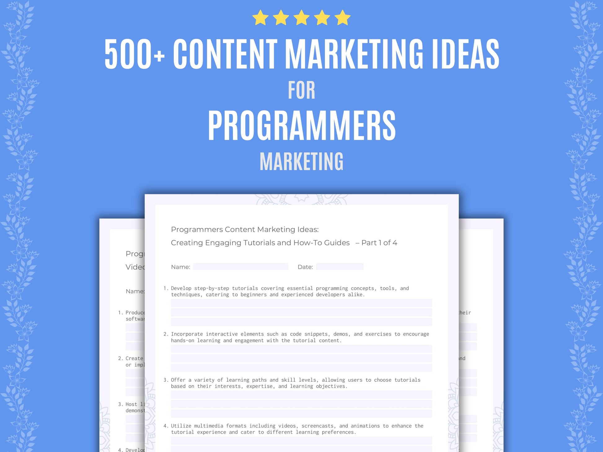 Programmers Content Marketing Ideas Worksheets