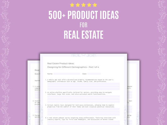 Real Estate Product Ideas Worksheets