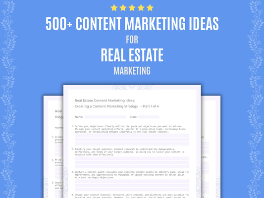 Real Estate Content Marketing Ideas Worksheets