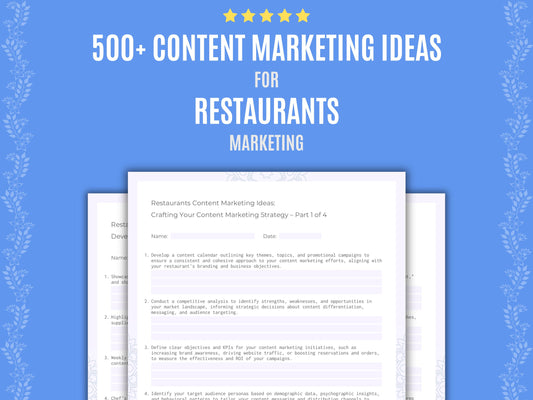 Restaurants Content Marketing Ideas Worksheets