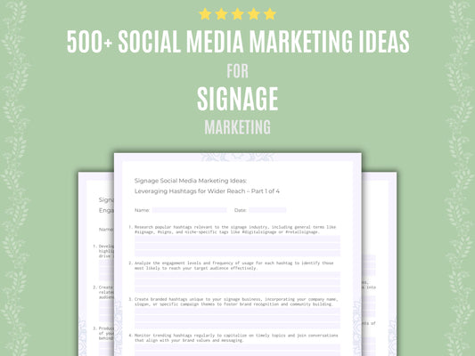 Signage Marketing Worksheets