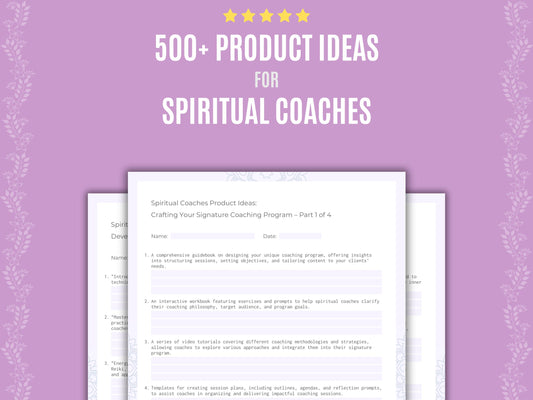 Spiritual Coaches Product Ideas Worksheets