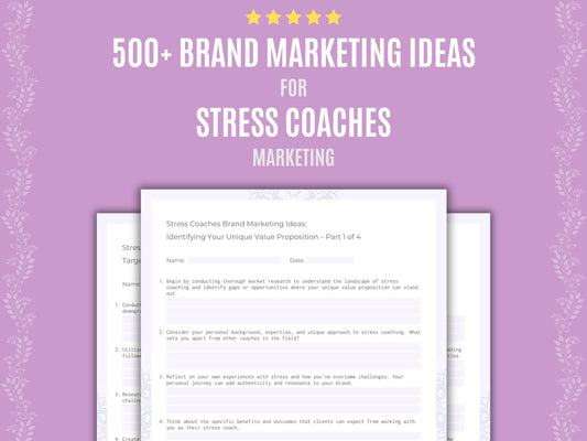 Stress Coaches Brand Marketing Ideas Worksheets