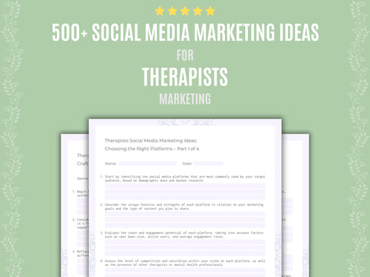 Therapists Social Media Marketing Ideas Worksheets