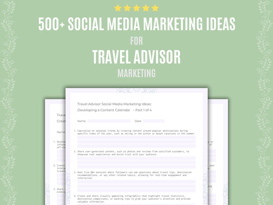 Travel Advisor Social Media Marketing Ideas Worksheets