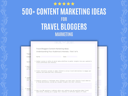 Travel Bloggers Marketing Worksheets