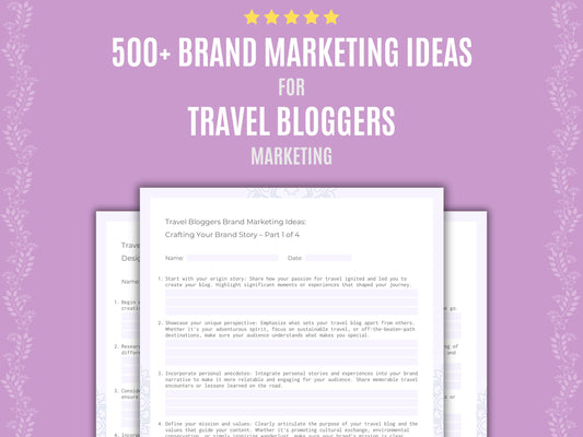 Travel Bloggers Brand Marketing Ideas Worksheets