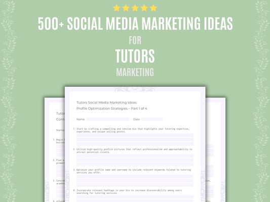Tutors Social Media Marketing Ideas Worksheets