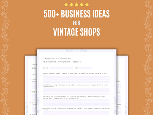 Vintage Shops Business Worksheets