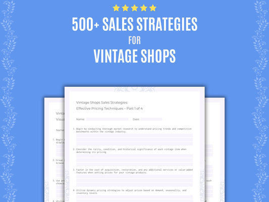 Vintage Shops Sales Strategies Worksheets