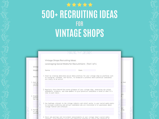 Vintage Shops Business Worksheets