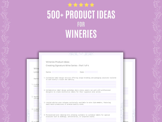 Wineries Business Worksheets