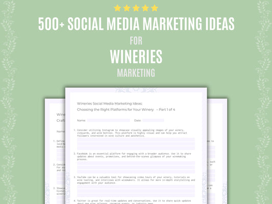 Wineries Marketing Worksheets