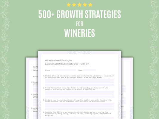 Wineries Growth Strategies Worksheets