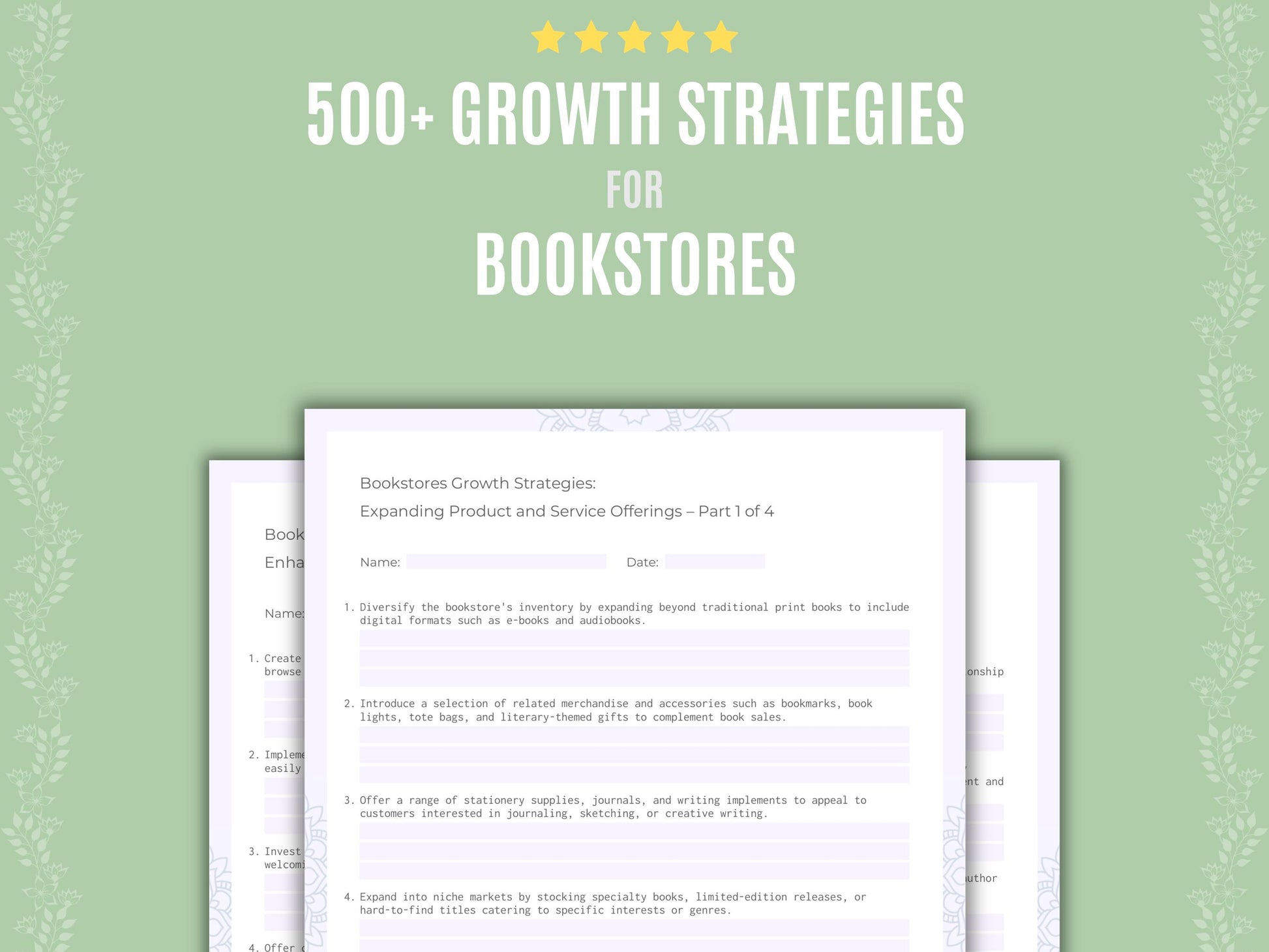 Bookstores Growth Strategies Worksheets