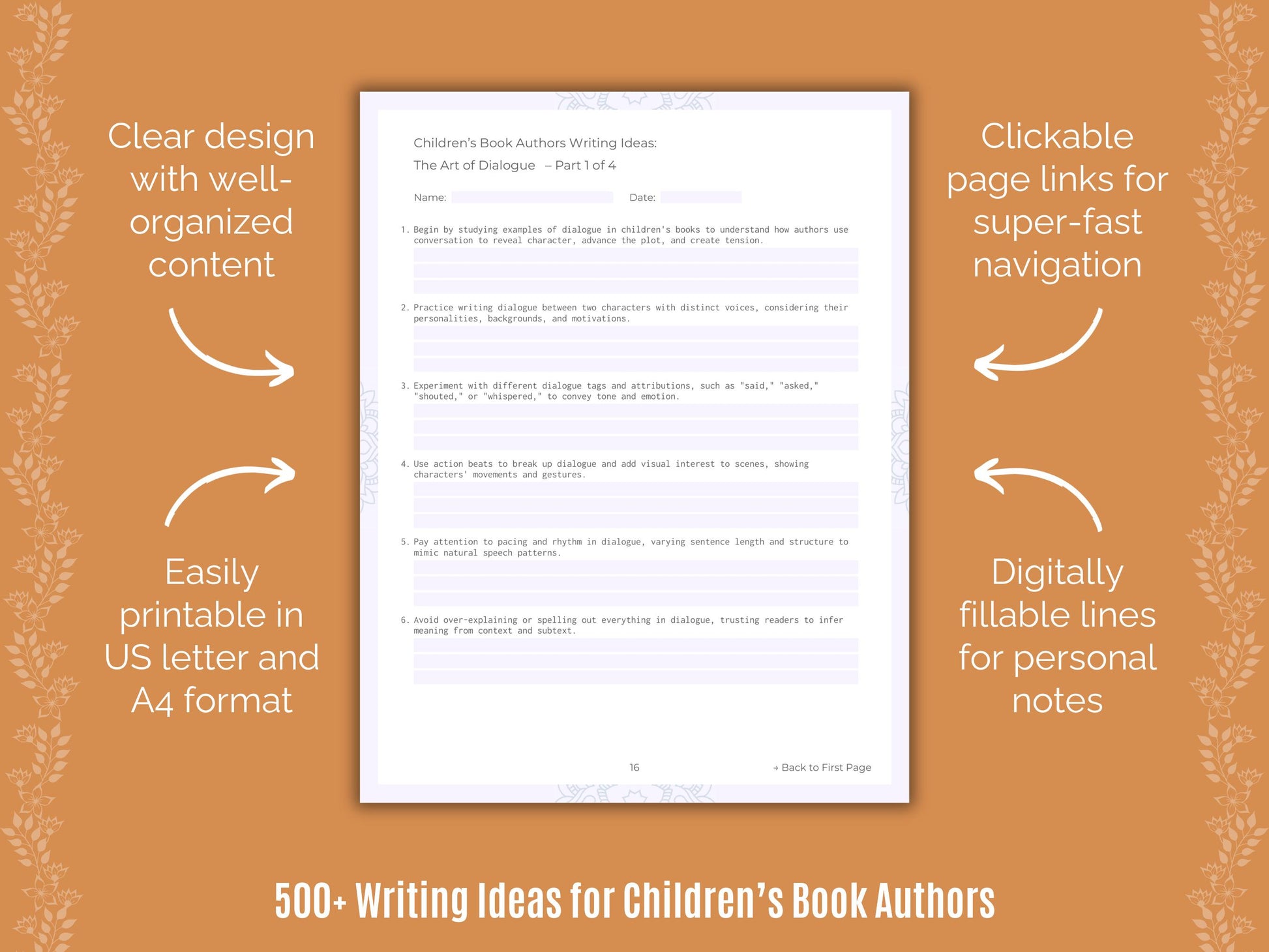 Children’s Book Authors Writing Ideas Workbook
