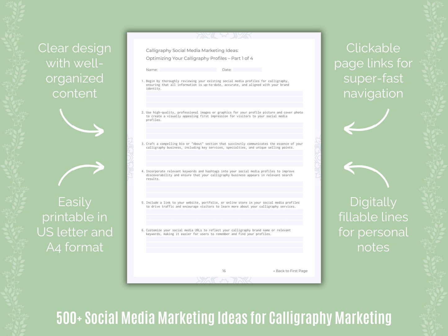 Calligraphy Marketing Workbook