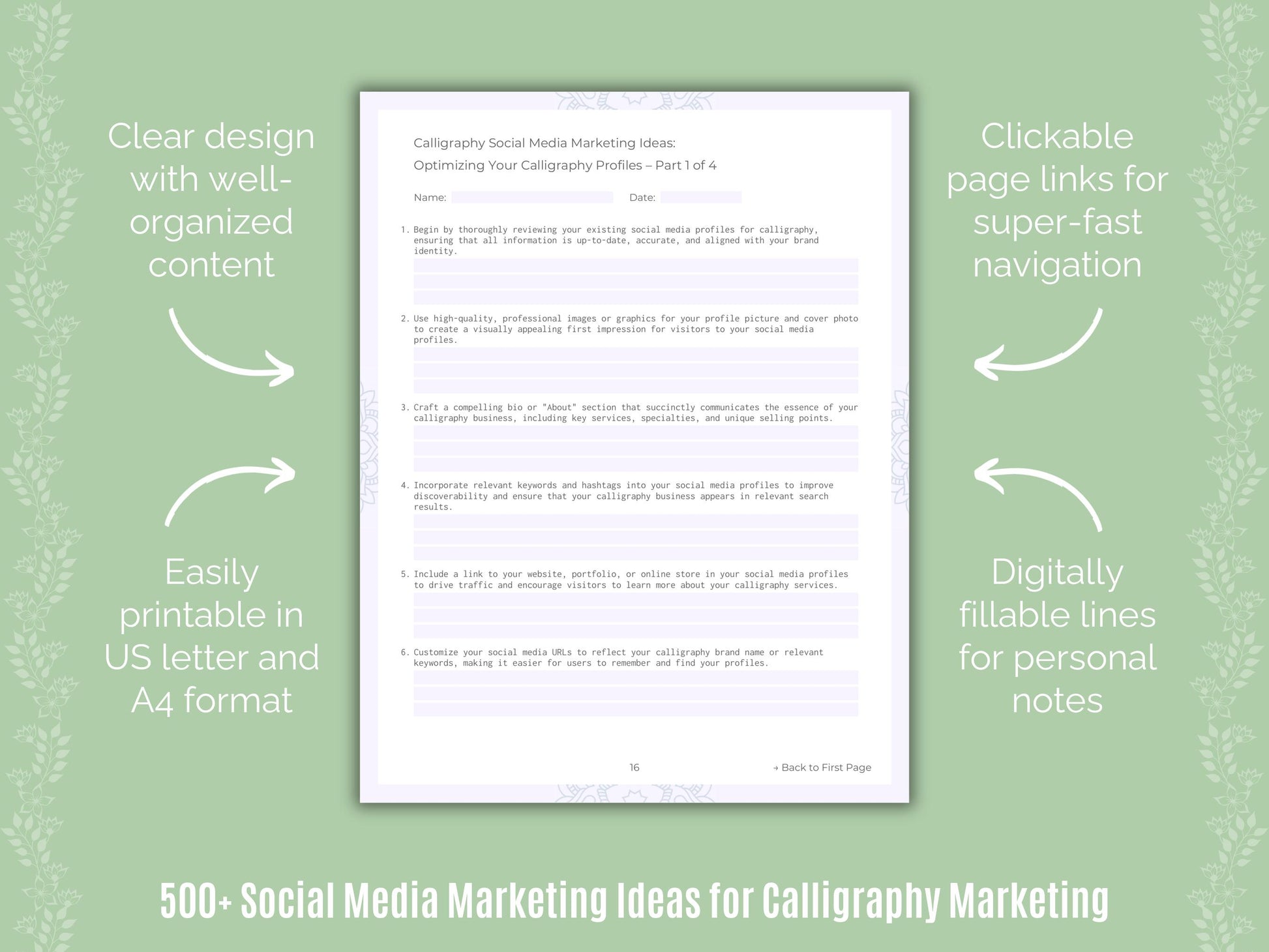 Calligraphy Marketing Workbook