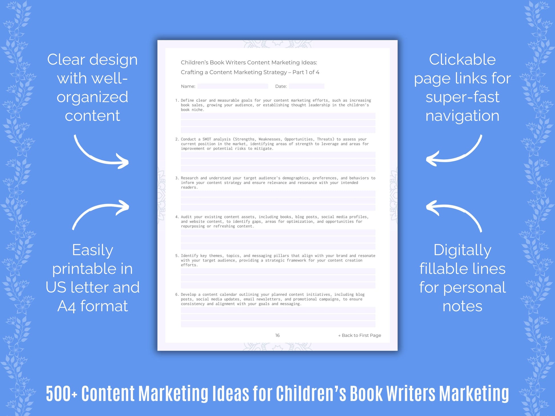 Children’s Book Writers Content Marketing Ideas Workbook