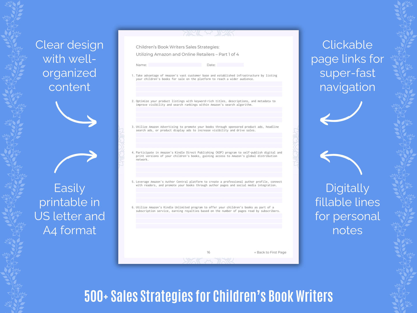 Children’s Book Writers Sales Strategies Worksheets