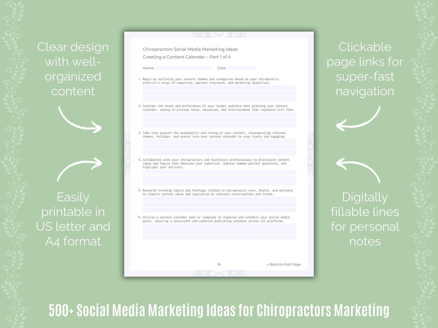 Chiropractors Marketing Worksheets