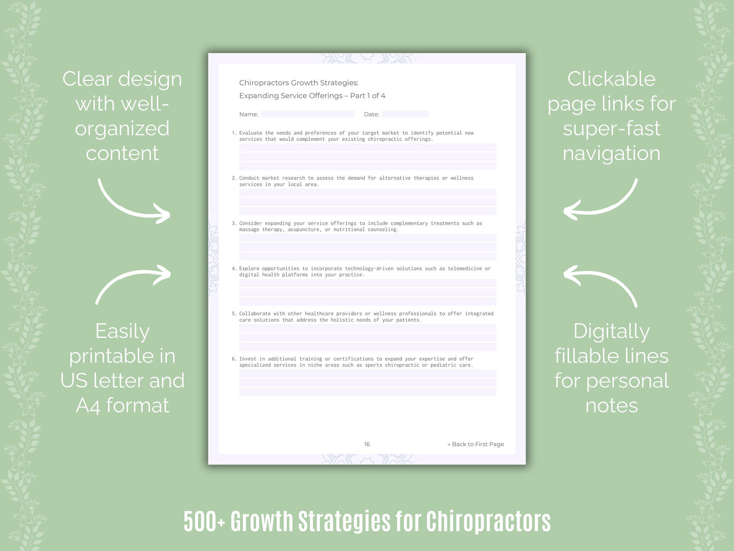 Chiropractors Business Worksheets