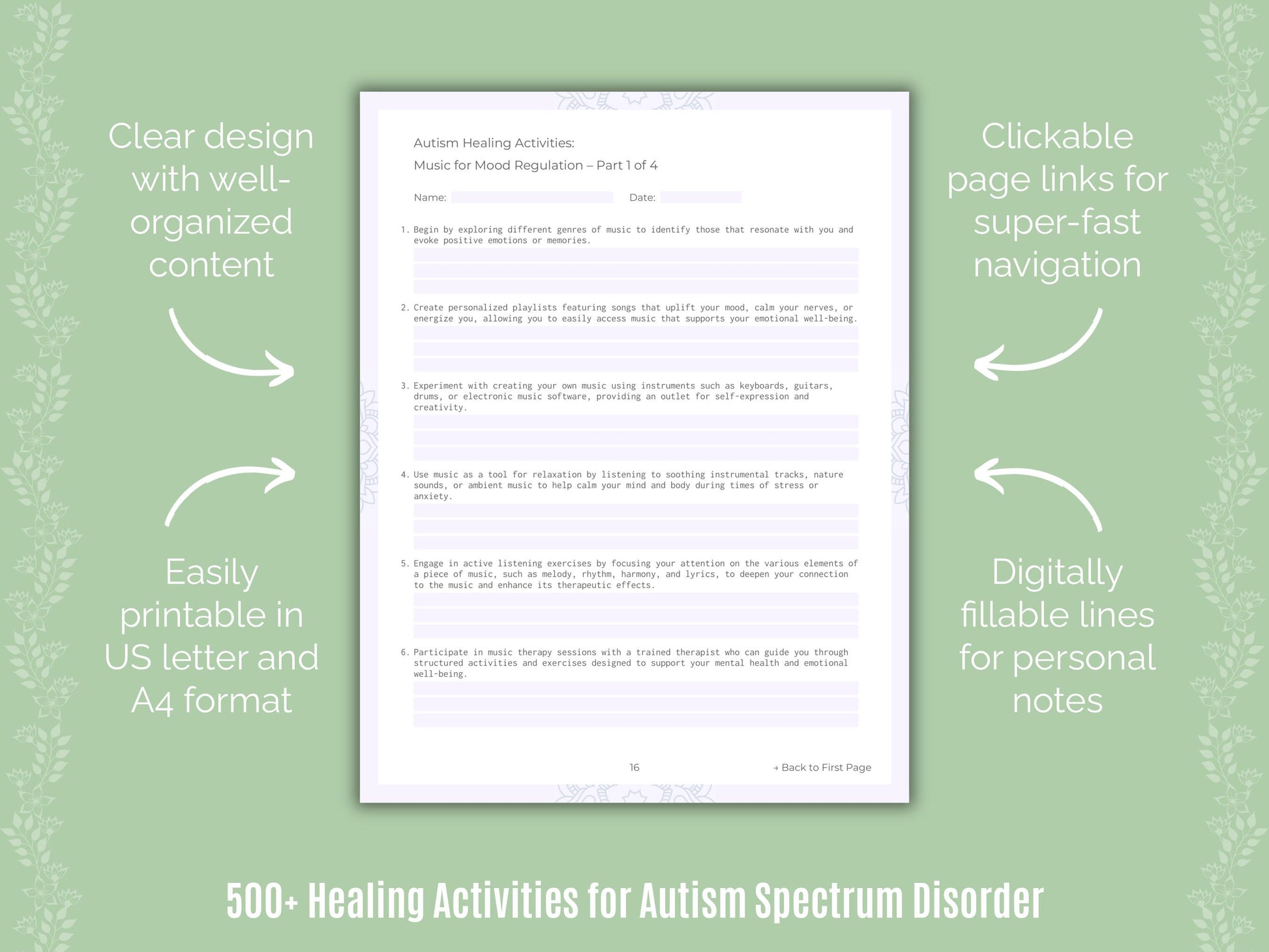 Autism Spectrum Disorder Healing Activities Resource