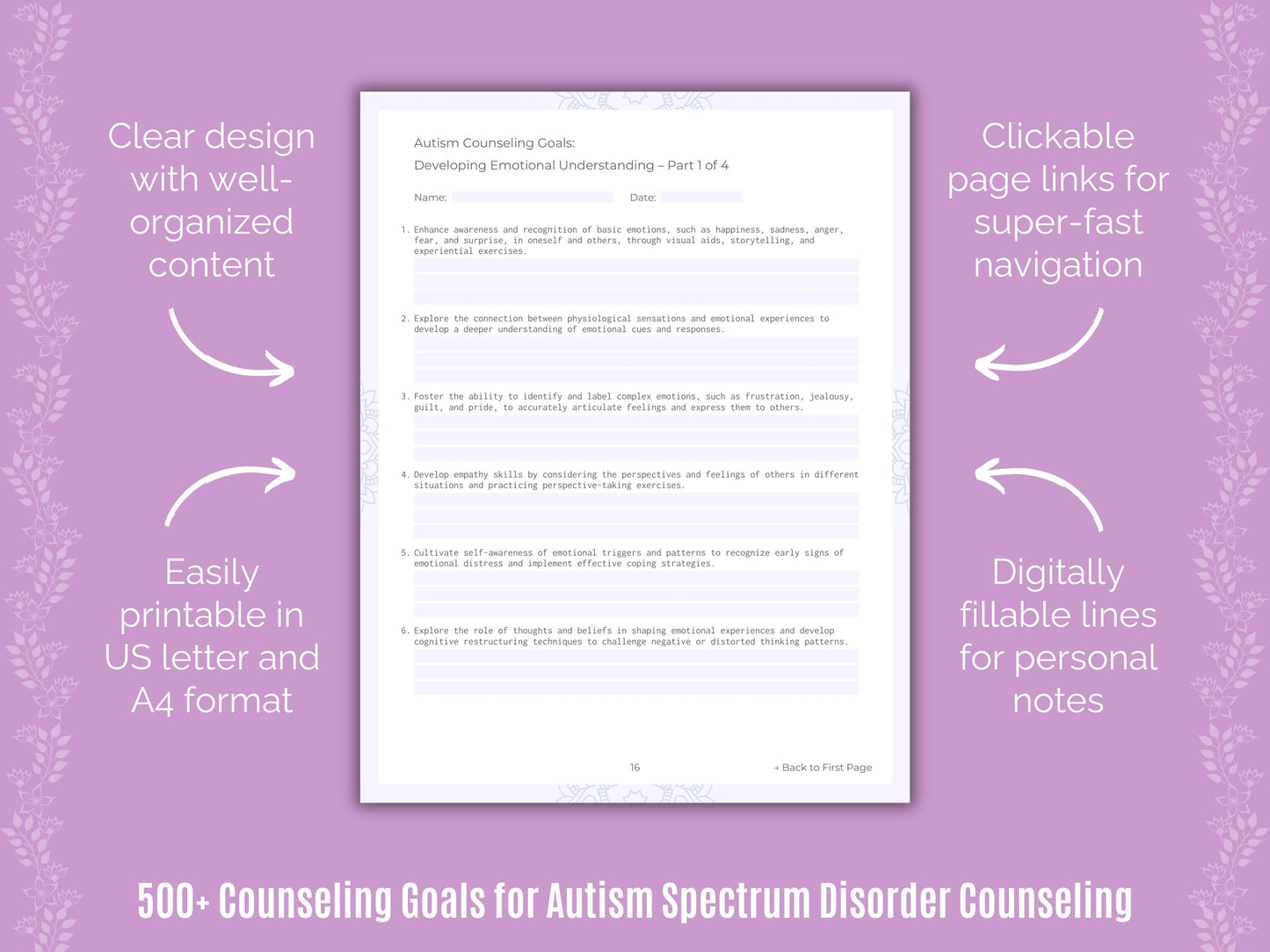 Autism Spectrum Disorder Counseling Goals Resource