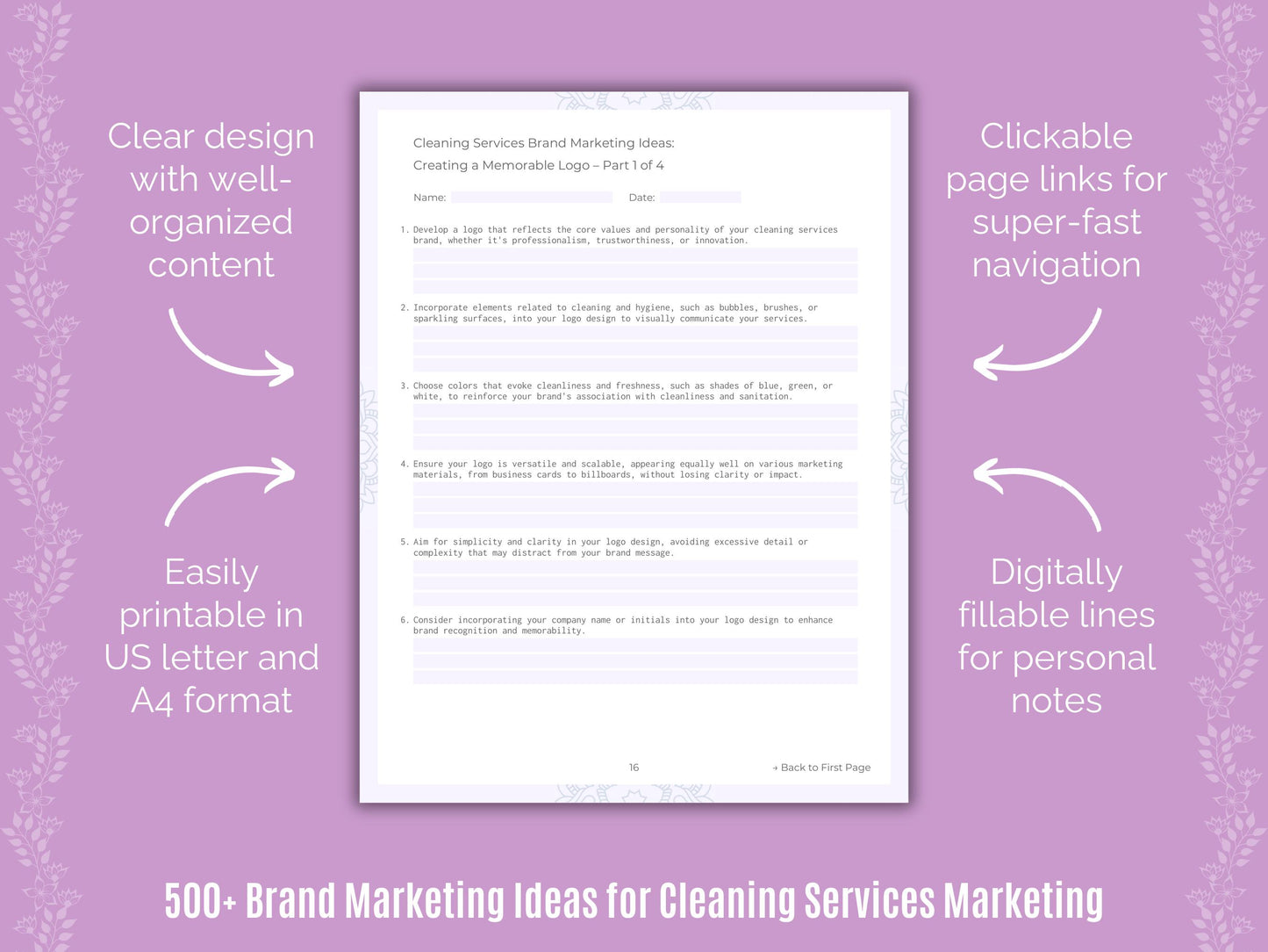 Cleaning Services Brand Marketing Ideas Workbook