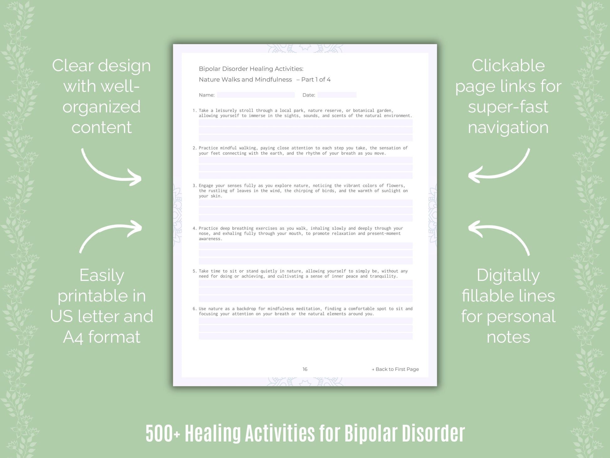 Bipolar Disorder Healing Activities