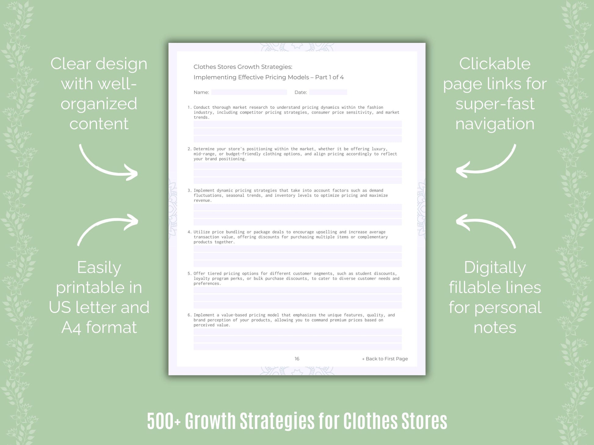 Clothes Stores Growth Strategies Workbook