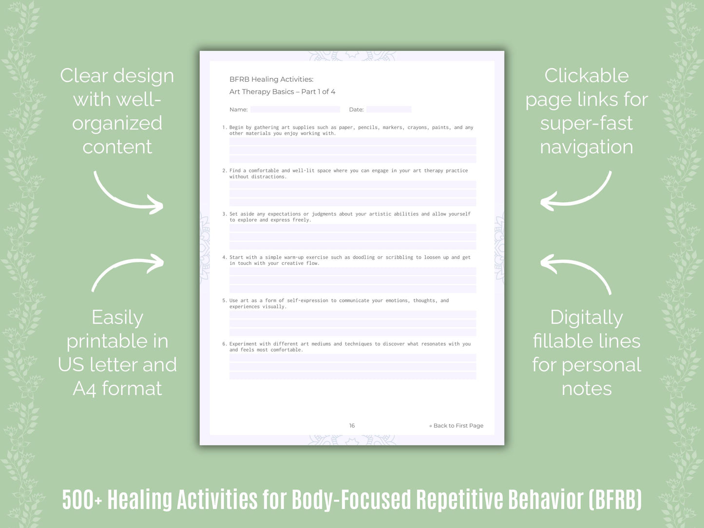 Body-Focused Repetitive Behavior (BFRB) Healing Activities