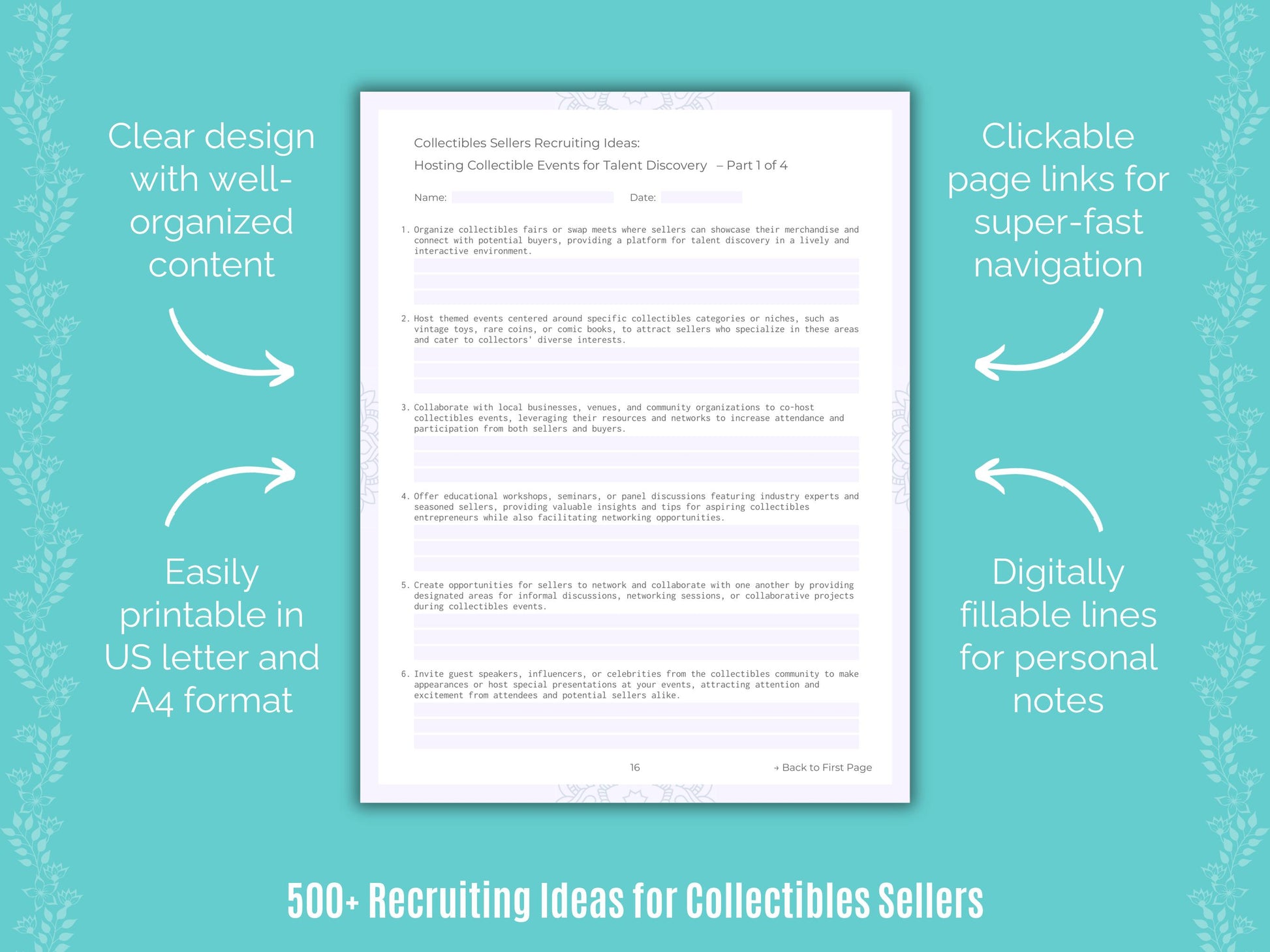 Collectibles Sellers Business Worksheets