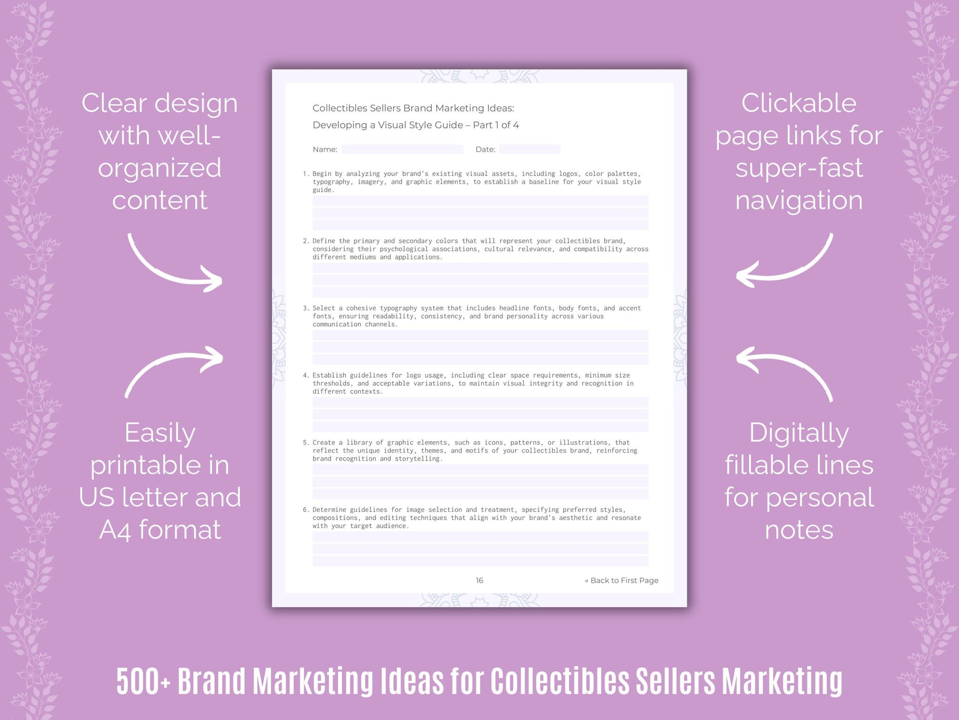 Collectibles Sellers Brand Marketing Ideas Worksheets