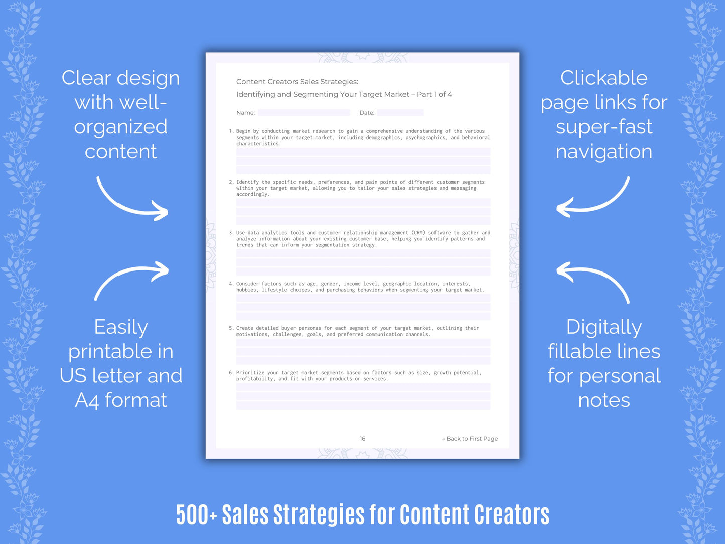 Content Creators Sales Strategies Worksheets