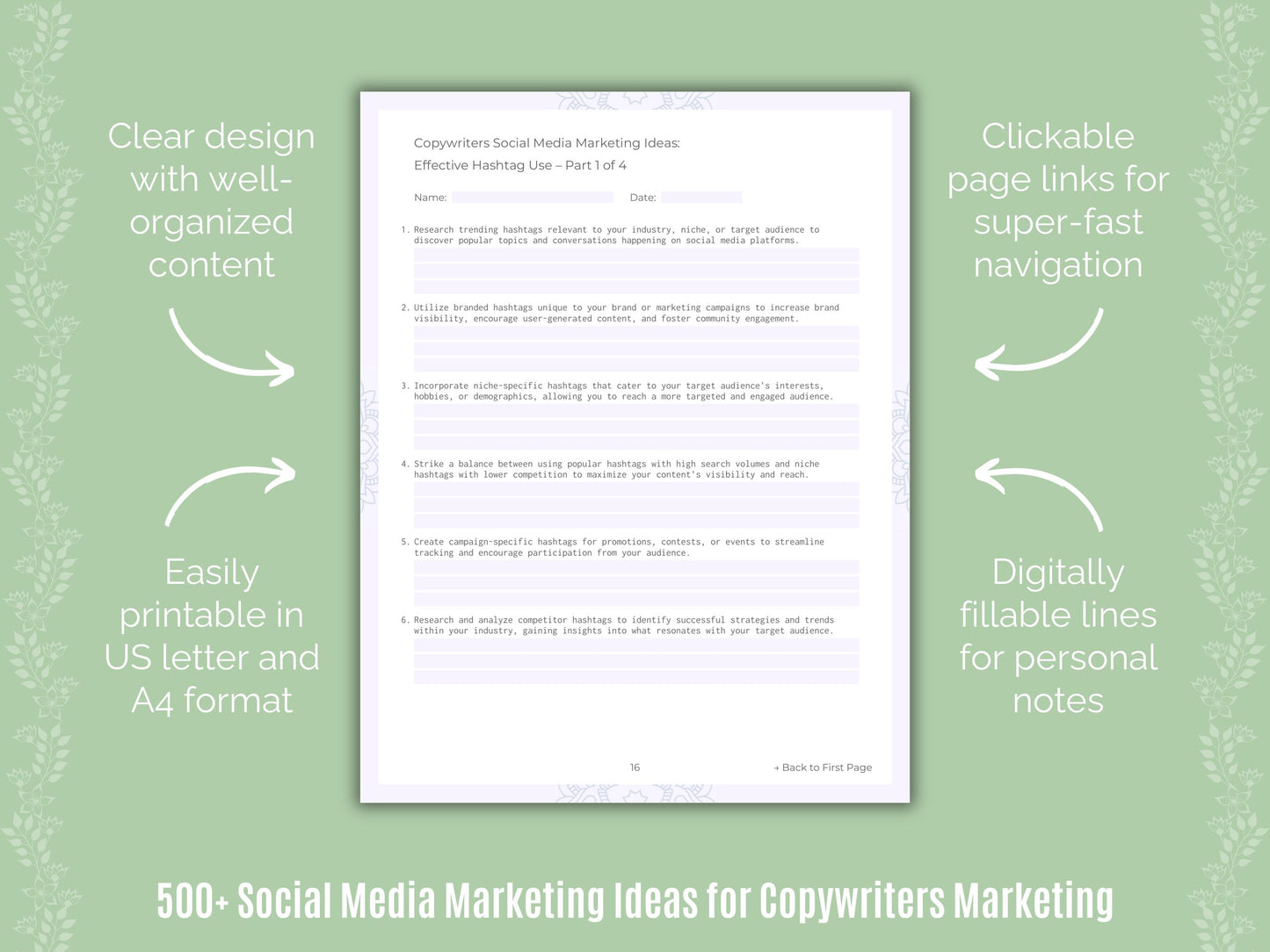 Copywriters Social Media Marketing Ideas Worksheets