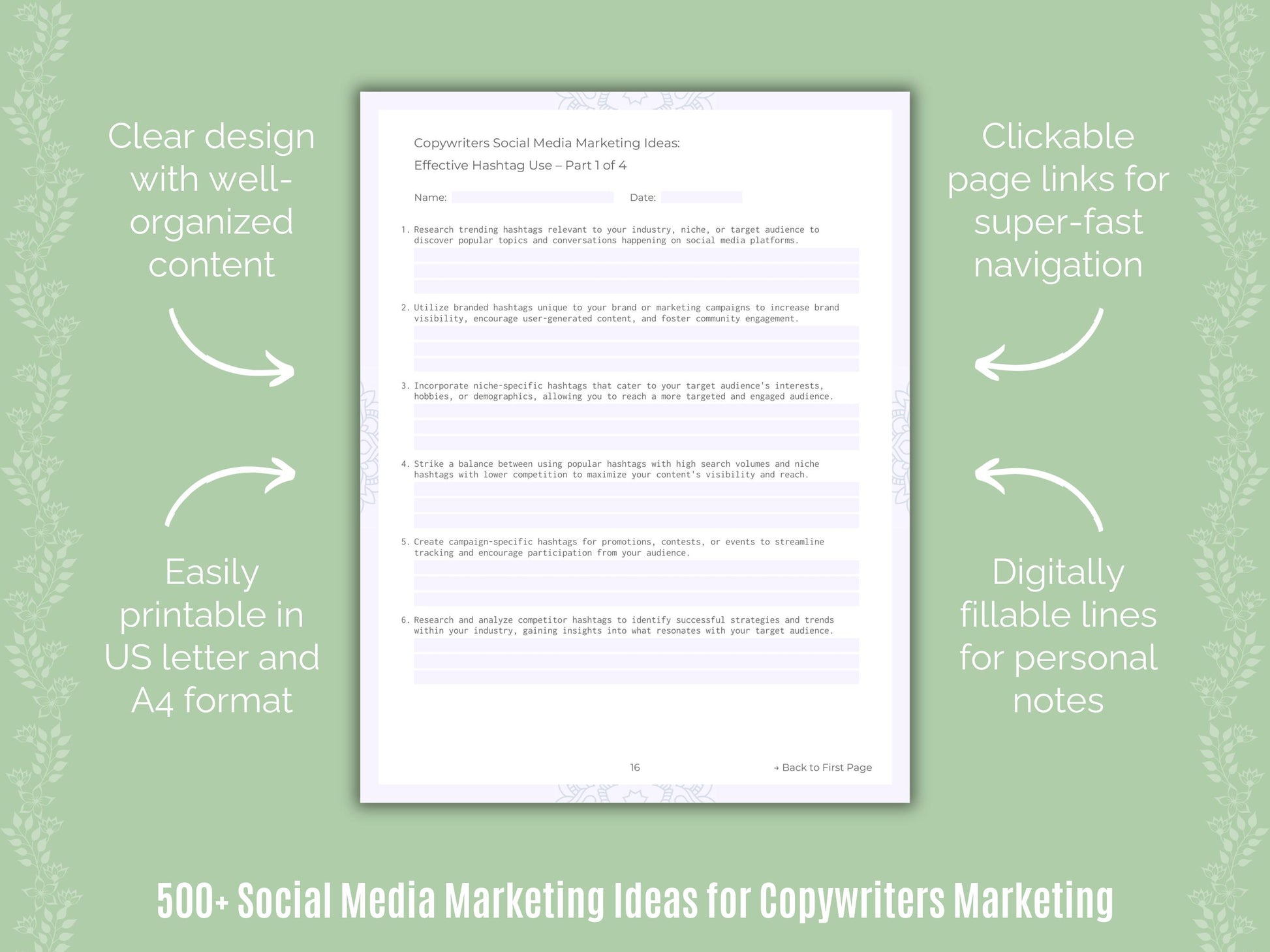 Copywriters Social Media Marketing Ideas Worksheets