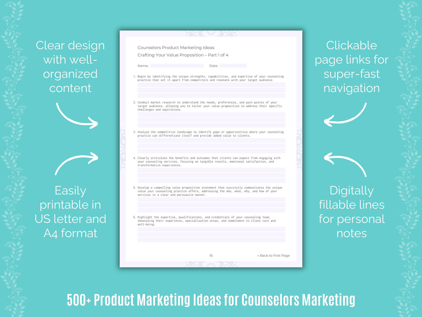 Counselors Marketing Worksheets