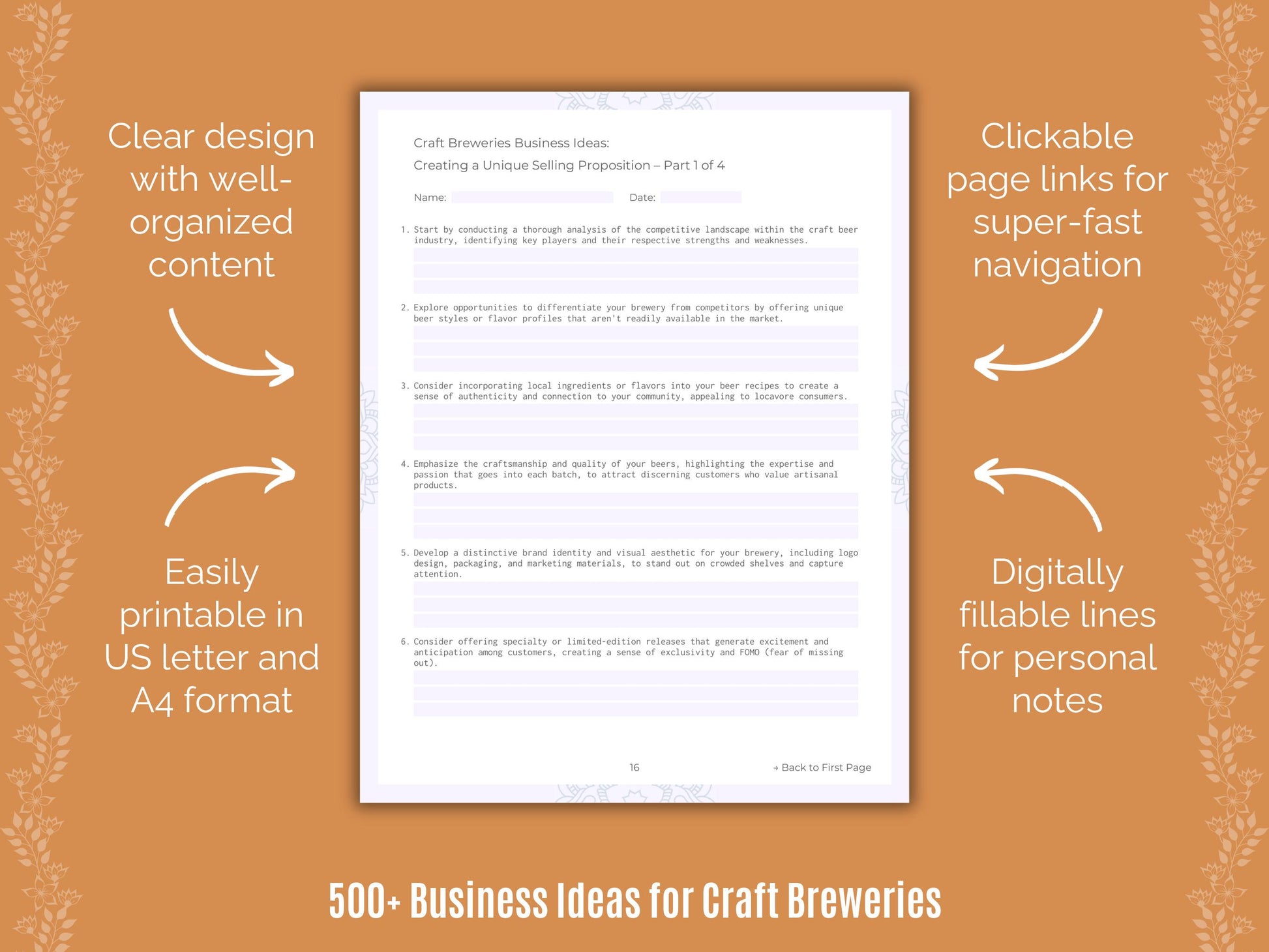 Craft Breweries Business Ideas Workbook