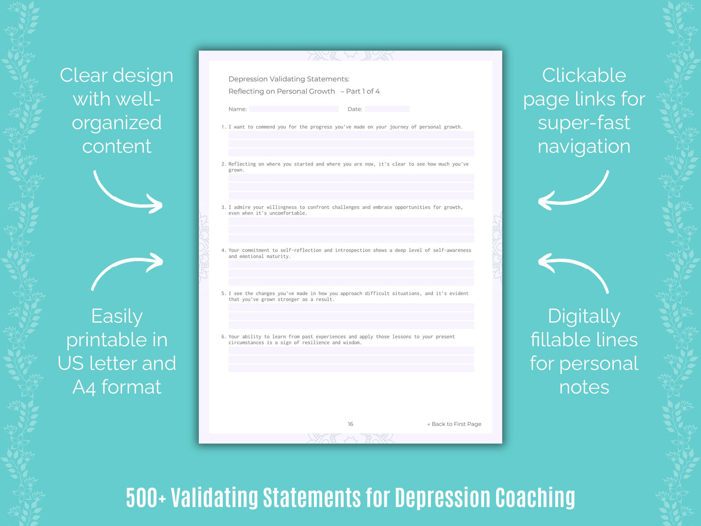 Depression Validating Coaching Statements Resource