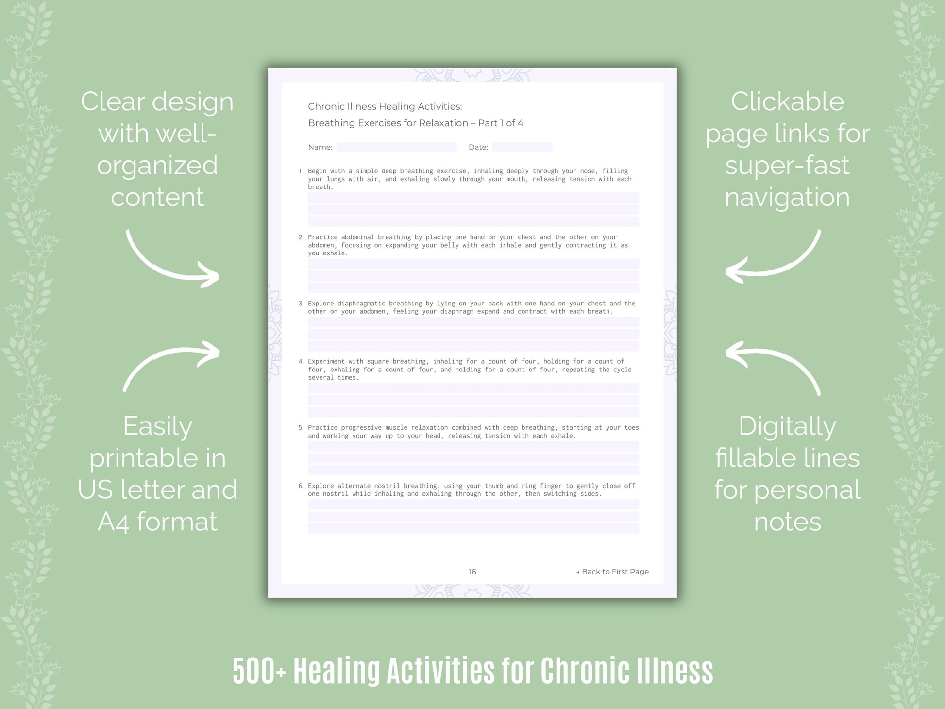 Chronic Illness Mental Health Worksheets
