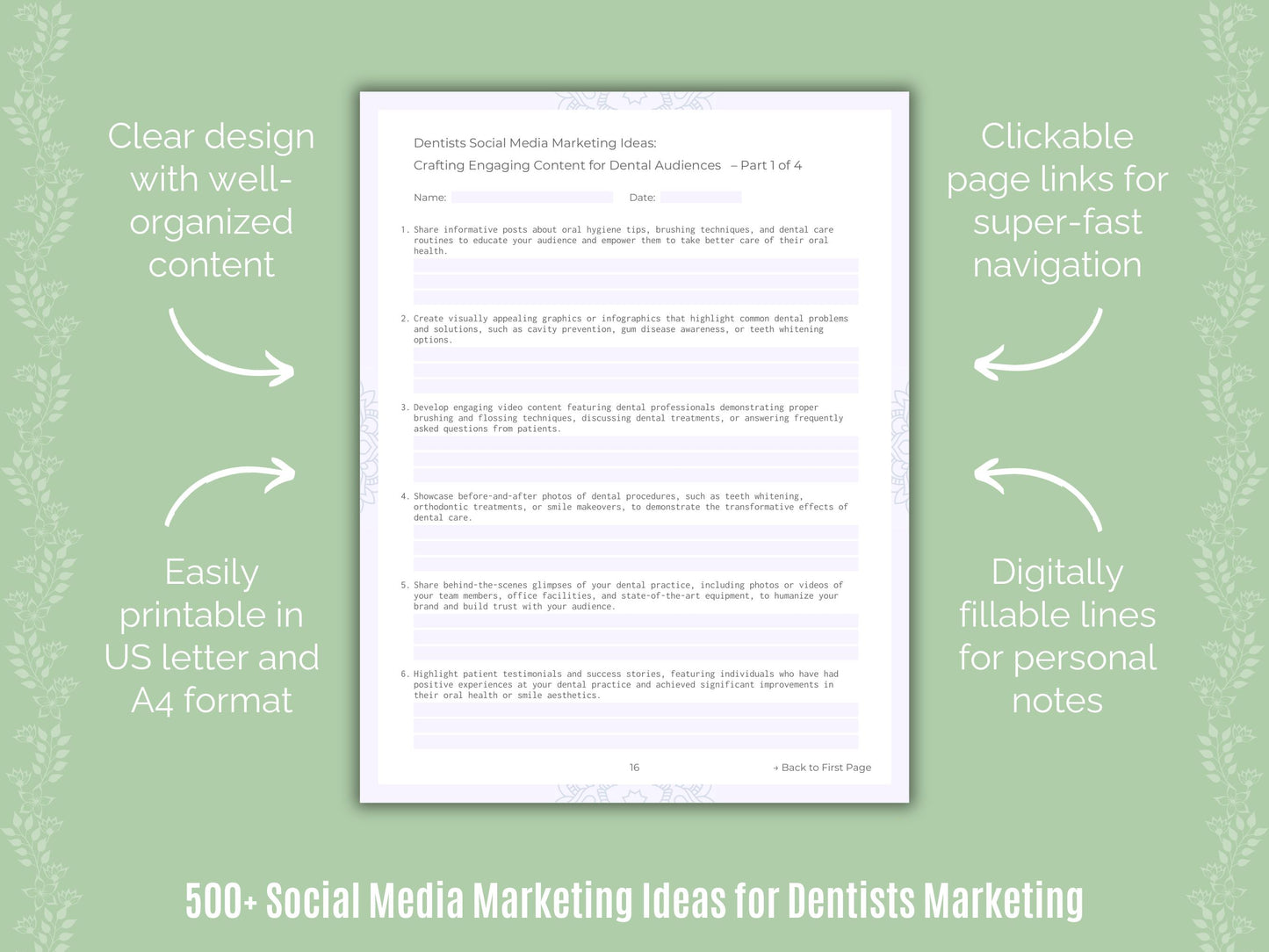 Dentists Social Media Marketing Ideas Workbook